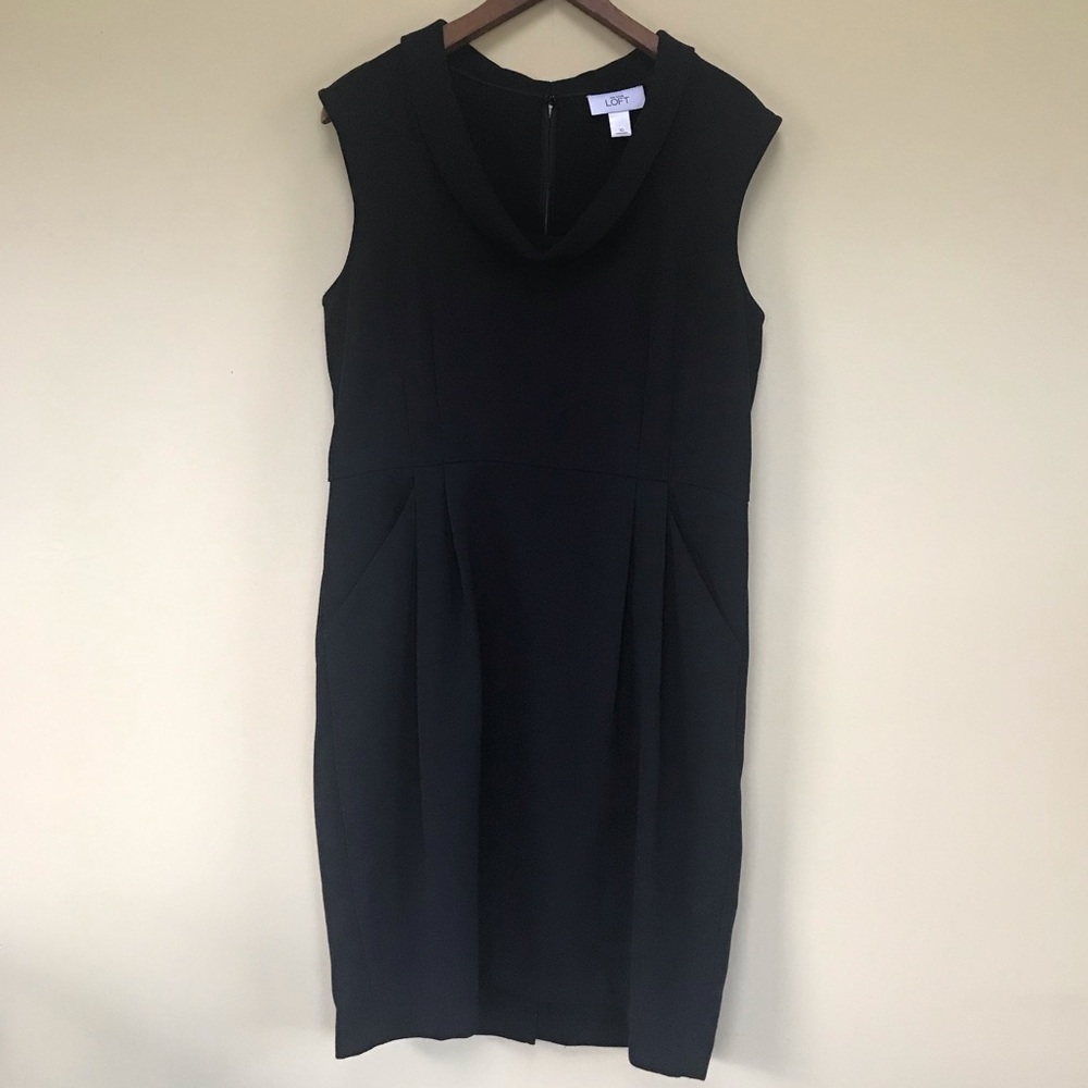 Ann Taylor Black Cowl Neck Dress